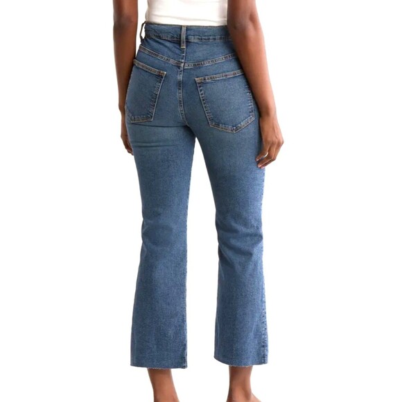 New Etica Anya High Rise Modern Flare Northport Denim Jeans Raw Hem Sz 32 1069T1 - Picture 4 of 11
